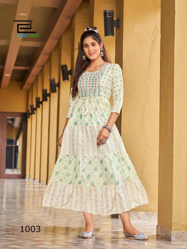 Blue Hills Sizzling Fancy Wear Long Cotton Anarkali Kurti Collection